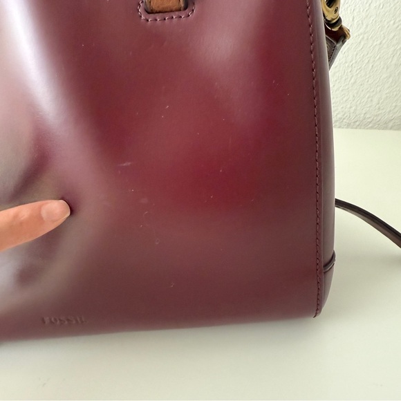 Fossil Rachel Cow Hide Leather Satchel Crossbody Bag Purse FLAW - Picture 3 of 16